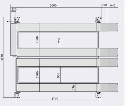 4-Säulen Parkbühne für 4 Autos  4500kg - 4.55m Breit
