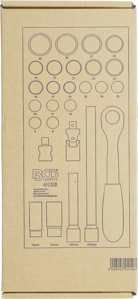 Werkstattwageneinlage 1/3: Steckschlüssel-Satz | 12,5 mm (1/2") | 27-tlg.