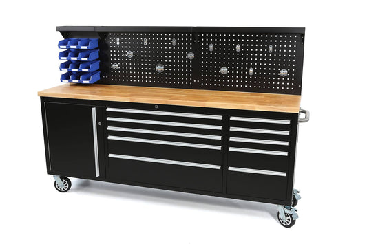 HBM 215cm Werkzeugwagen / Holzwerkbank inklusive Rückwand